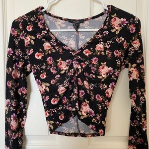 Ruched floral crop top